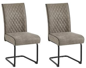 byLIVING Esszimmerstuhl Maria / 2er Set/XXL bis 150 kg/Bezug Stoff Taupe grau/Sitz mit Federkern/Gestell Metall schwarz/Küchenstuhl mit Griff/Esszimmerstuhl/B 45, H 95, T 60 cm