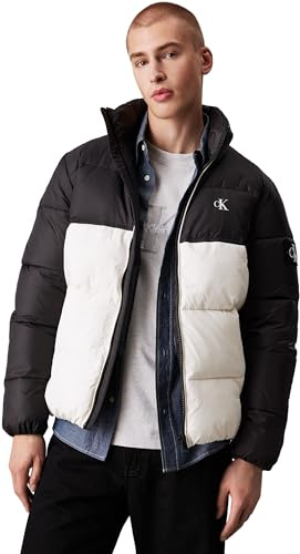 Calvin Klein Herren Pufferjacke Non Down Blocking Puffer Übergangsjacke, Ivory/Ck Black (Mehrfarbig), XL