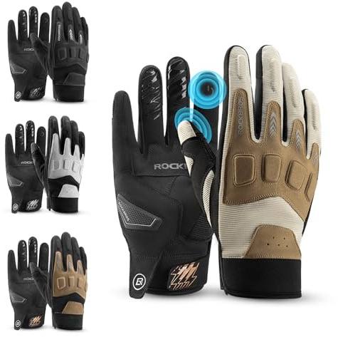 ROCKBROS Fahrradhandschuhe Herren Touchscreen Vollfinger Handschuhe Laufhandschuhe MTB Stoßdämpfend rutschfest Winter Herbst Outdoor Motorrad Radfahren Klettern Laufen