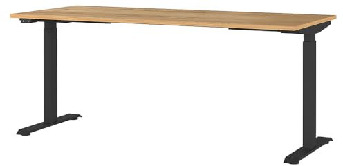 Lomadox Büromöbel Schreibtisch 180cm, elektrisch stufenlos höhenverstellbar 72-120cm, Eiche