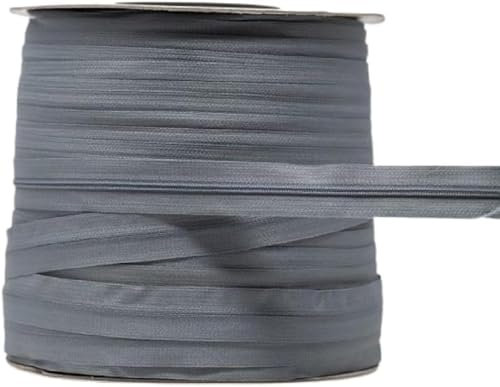 Bonnin Durchgehender Reißverschluss, Schwarz und Beige, mit Schiebern, Polsterreißverschlüssen zum Nähen, robuste Reißverschlüsse auf Rolle, Nummer 5 (mittelgrau, 5 Meter mit 10 Schiebern)