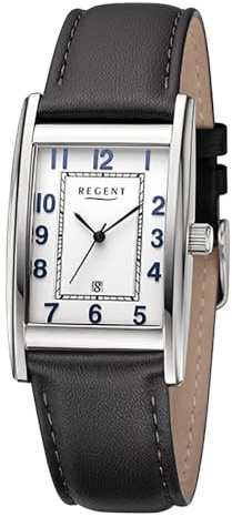 REGENT Herren Armbanduhr Analog Lederarmband schwarz URF1518 Analoguhr