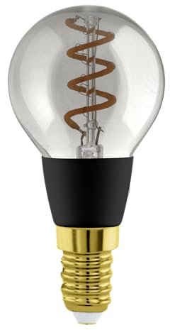 EGLO connect.z Smart-Home LED Deko Leuchtmittel E14, P45, ZigBee, App und Sprachsteuerung Alexa, dimmbar, warmweiß, 4 Watt, Vintage Glühbirne Rauchglas, schwarz