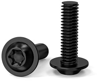 ORTAVA 20 Stück M6 x 20 Schrauben, Linsenkopfschrauben, Torx Schrauben, Schwarz Schrauben mit Flansch und Bund, Edelstahl A2 V2A Vollgewinde für Tischbeine Fahrzeugbau Holz Gerüst