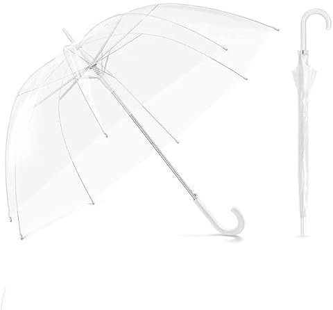 Generisch Klare Blase Regenschirm Große regensichere Schirmdach klar Regenschirme für Erwachsene Regenschirme für Regen perfekt für Hochzeiten, Graduierung - Automatisch Geöffnet (A-Klar-Weiß)