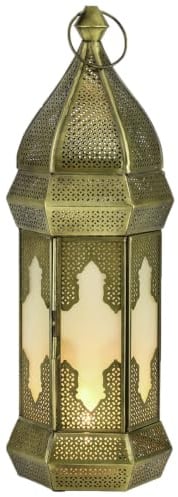 Orientalische Laterne Loujain Deko aus Metall und Glas in Weiß 38 cm