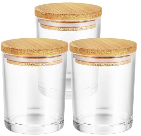 LALAFINA 3piezas Candelabro De Frascos Transparentes Recipientes De Vidrio Con Tapa Frascos De Vidrio Para Almacenar Para Velas De Té y Velas Votivas Para Cocina y Decoración De Hogar