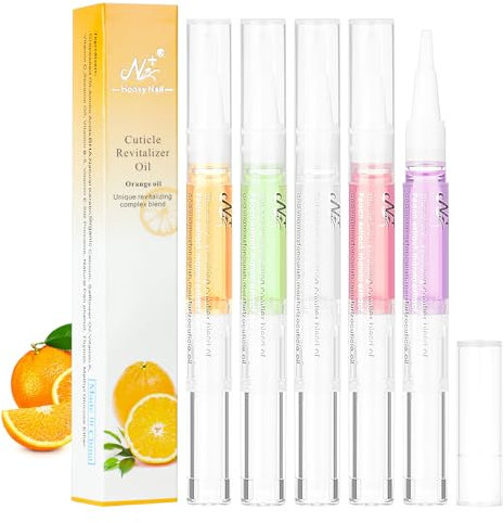 LOPHE 5 Pcs Huile Cuticules Ongles Stylo, Stylos à Huile pour Cuticules Nail Nutrition Oil Soin Des Ongles Polissoir a Ongle de Traitement pour Réparer les Fissures et l'huile de Cuticule Sèche