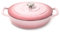 QTANZIQI Cocotte en Fonte émaillée, antiadhésive avec Couvercle, faitout Peu Profond et Robuste, cocotte avec poignées ergonomiques, Passe au Four, Rose, 26 cm