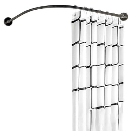 Tissting Tringle à Rideau de Douche Incurvée, Tringle de Douche Réglable en Acier Inoxydable de 100 à 140 cm, Tringle de Douche Arquée Arrondie Noire pour Baignoire de Douche