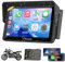 Carpuride W502PRO B für B.-M-.W Motorrad CarPlay & Android Auto & Dual Bluetooth, 5 Zoll wasserdichter Touch Bildschirm für Motorrad, Musik-Sharing, Gegensprechanlage, Lichtsensor, Kompass, Barometer