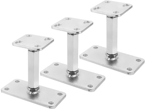 FWEEK Lot de 3 supports de poteau - 80 x 80 mm - Hauteur réglable : 140 à 200 mm - Pour clôtures, abris, abris de voiture, pergolas, travaux de construction