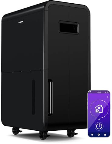 Klarstein DryFy Grand Smart 70L Deshumidificador, Control Aplicación Wifi, 8L Depósito, Temporizador 24h, Bajo Consumo, Silencioso, Para Habitaciones 60-90m²