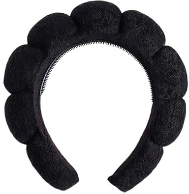 Yamobi Nuages - Bandeau de spa doux pour le lavage - Idéal pour démaquiller et pour les jours de spa - Accessoires de cheveux pour la maison et les salons (noir)