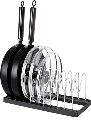 linoroso Topfdeckelhalter - Deckelhalter Küche Aufbewahrung mit 11 Verstellbaren Fächern - Deckel Topf Organizer, Pfannen Organizer, Topfdeckel Schublade, Rutschfest Pfannenhalter - 32,5 × 18,2x16cm