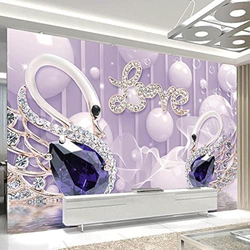 XLMING Romantischer Schwan-Schmuck 3D Tapete Wohnzimmer Sofa Schlafzimmer Esszimmer Home Dekoration Wand-300cm×210cm