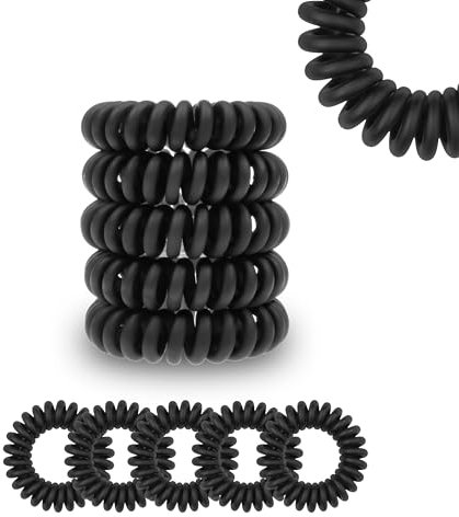 Specora - Spiral Haargummi 5er Pack - 4cm TPU schwarz matt