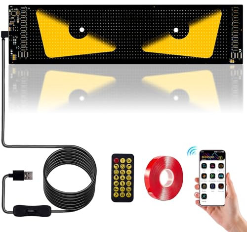 Led Eyes for Trucks, Devil Eyes Light for Cars, 595*120 mm Large Flexible LED Programmable Display DIY Car Dynamic Devil LED Eyes, Colorful Eye Lamp Screen with APP Control for Car Trucks Store Window
