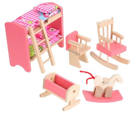 NAMOARLY Dollhouse Hochbett Aus Holz Möbel Set Für Puppenhaus Schlafzimmer Realistische Und Langlebige Puppenmöbel Für Kreatives Spielen