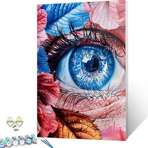 Paint by Numbers Auge Malen Nach Zahlen XXL 70x95 cm, Painting by Numbers Blume Malen Nach Zahlen Erwachsene mit 3 Pinseln, Acrylfarben & Knitterfreier Leinwand für Wanddeko, Geschenke -252g1MA2O8