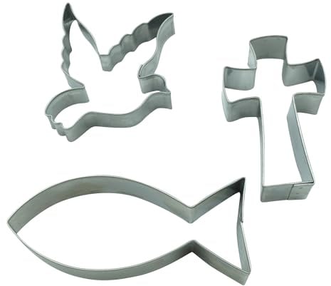 BekkiB - 3er-Set Ausstecher Christentum - Keksformen für religiöse Anlässe - Spülmaschinengeeignete Ausstechformen aus Edelstal - Perfekt für Plätzchen & Tortendeko​ - 998464
