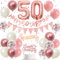 50th Birthday Decorations Retro Pink Rose Gold - Double Digits 50 Party Supplies Set for Women & Girls, birthday Banner, Pennant Flags, Cake Topper, Balloon Assortment (50th Pink Birthday Set)