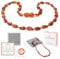Bernsteinkette - Handgefertigte Bernstein Kette für Damen, Herren, Kleine & Erwachsene - Naturschmuck, Edelsteinketten Geschenkidee, Ostsee Schmuck, Glücksbringer (COGNAC, 33 CM)
