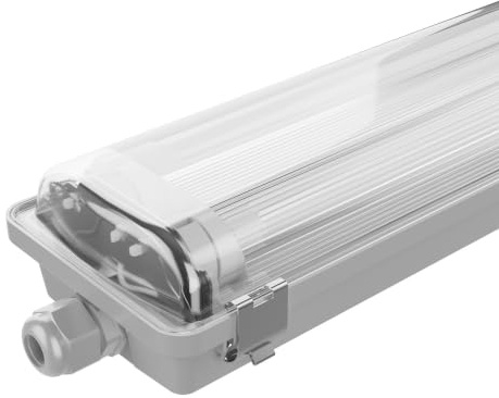 Ledvion - 1 pieza, pantalla estanca, 60cm, IP65, 9W, 100 lm/W, Blanco neutro, 4000K, para 2 tubos LED, lámpara de techo para garaje, de bodega, tubo led, almacén
