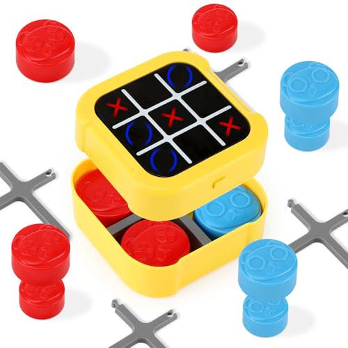 Sprifityy Elektronisch Tic Tac Toe Bolt Spiel,Tragbare 3-in-1 Handheld Spielkonsole Toe,Zappelspielzeug-Brettspiele,Fördern Sie Denken Schnelle Reaktionsfähigkeit,Brettspiele für Kinder und Erwachsene