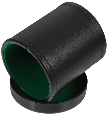 Milisten Porte-dés Compact Silencieux Vert, Gobelet en Cuir et Plastique | 1 Set, Format Portable pour Bars et Voyage, Facile à Nettoyer, Résistant à L’usure