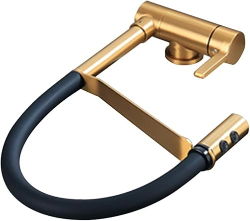 Chromarmaturen Mit Ausziehbarer Brause Frontfenster Küchenarmatur Klappbare Einhebel-küchenarmaturen 360° Schwenkbare Armatur Für Wohnmobilspüle, Brushed Gold