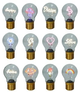 BRANDANI Lampadina decorative con disegno luminoso da scegliere