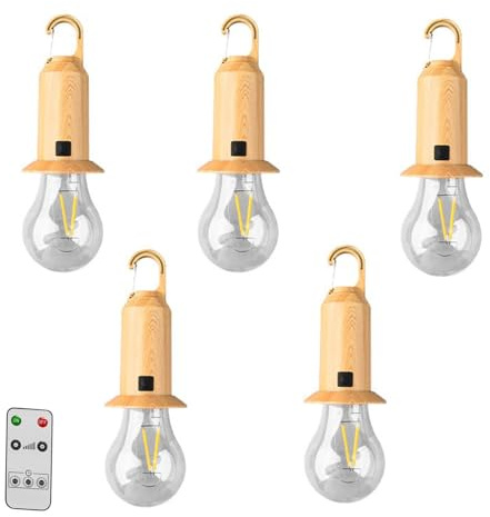 Y.W.Licht Solar Camping Lantern Rechargeable Camping Lights 3 Lighting Modes with Hanging Hook IP65 Waterproof Tent Light Camping Lantern for Tent, Emergency, RV, Garden, Patio, Hiking, Pack of 5