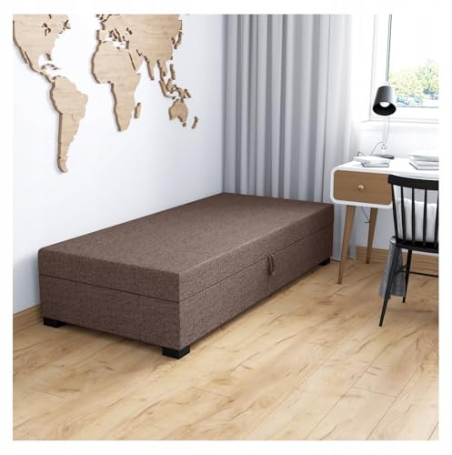 TAPCZANY24 - Boxspringbett Iwo 110x195 cm mit Taschenfederkern Matratze | Bett mit Matratze, Polsterbett mit Bettkasten, Gepolstertes Einzel Bett, Schlafsofa - Hellbraun