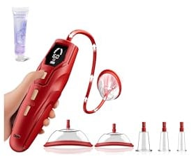 Muschipumpe Vagina Pumpe, Digitalanzeige Automatische Klitoris Pumpe, 3 Saugmodi mit 7 Druckstufen, 3-in-1-Nippelspielzeug Sexspielzeug für Frauen Klitoris Stimulator-Sauggerät, 5 Tassen enthalten