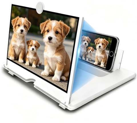 WFKKMEQ 12 Thin Foldable Phone Screen Magnifier, 3D HD Projector Screen for Movies, with Folding Stand Holder, Portable Movie Video Game Enlarger - White Halloween Hooded Cape