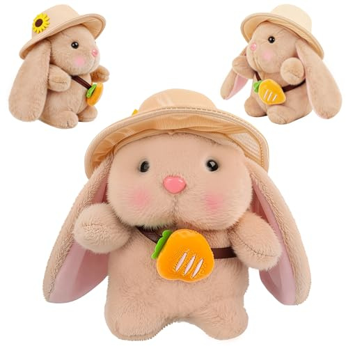 Eymobad Hase Plüschtier Ostern mit Karotte – 20 cm brauner Osterhase zum Kuscheln, Kuscheltier Hase Kind für Osternest & Deko, Osterhase Geschenk für Kinder, Mädchen und Jungen (Brauner)