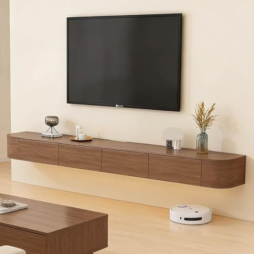 TV Lowboard Hängend Mit Stauraum Und Schubladen Schwebendes TVMedienkonsole Wandmontiert Aus Holz Mit Türen Und Kabelmanagement TV Schrank Für Wohnzimmer Schlafzimmer(Brown,120cm)