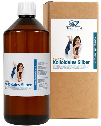 Natur Total Kolloidales Silber 100 PPM 1000ml | Robuste PET-Laborflasche | Reinstwasser Typ 1 | 99,99% Silberpartikel | für Familie, Haustiere, Reise & Sport | Made in Germany