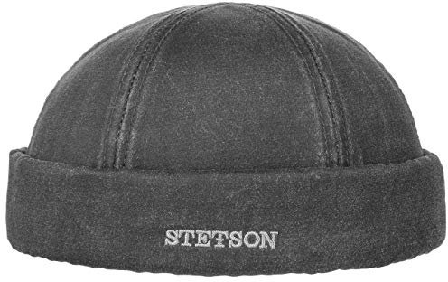 Stetson Old Cotton Dockermütze Dockercap Herrenmütze Baumwollmütze Hafenmütze Mütze (L (58-59 cm) - schwarz)
