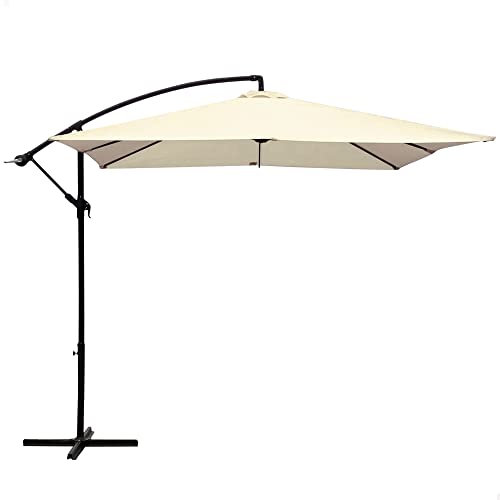 AKTIVE Garden 53890 - Parasol Excéntrico Banana 300 x 300 cm, Mástil de Aluminio D48/42 mm, Crema