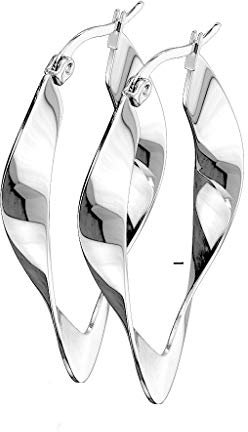 beyoutifulthings 1 Paar Damen Ohringe verdrehte CREOLEN OVALES-DESIGN Ohr-ringe Set Ohr-stecker Chirurgenstahl Silber