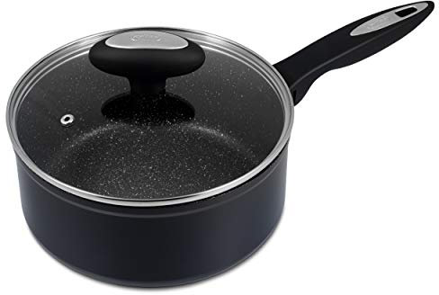 Zyliss E980140 Ultimate Non-Stick Saucepan with Lid, 20 cm/2.6 Litre, Forged Aluminium, Black, Rockpearl Plus Non-Stick Technology, Suitable for All Hobs Including Induction