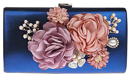 Ankoee Blumentasche, für Hochzeit, Zeremonie, Handtasche, Blau - blau - Größe: 22x4x12cm