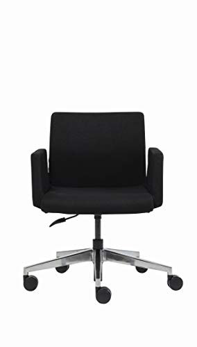 Furni24 Ergonomischer Design-Bürostuhl, drehbare Chrombeine, Besucherstuhl, Besucherstuhl, Besucherstuhl auf Rollen Hera schwarz