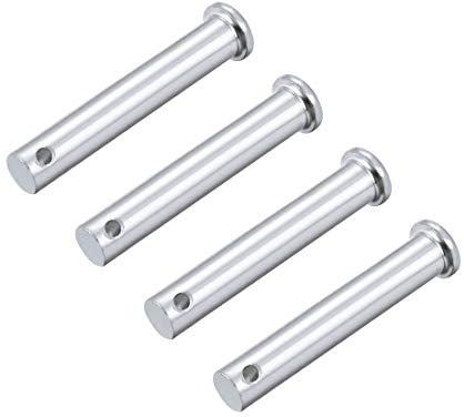 sourcing map 4 Stück Einloch Flachkopf Gabelbolzen Gabelkopfstifte, Verzinkung Massiver Stahl,10mm X 60mm