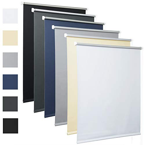 Laneetal Thermorollo mit Beschichtung Verdunklungsrollo in Anthrazit 100 x 210 cm Klemmrollo für Fenster & Tür Klemmfix ohne Bohren Fensterrollo Seitenzugrollo