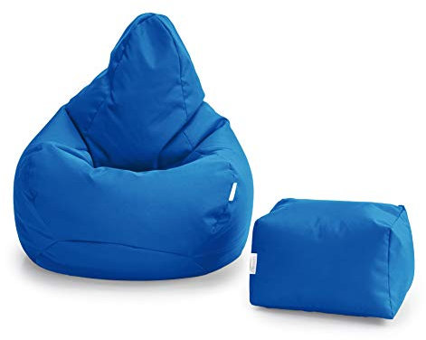 Loft 25 Sitzsack-Spielerstuhl | für den Innenbereich des Wohnzimmers im Freien | Wasserbeständig | Ergonomisches Design zur Körperunterstützung | Langlebig und Bequem (Moroccan Blau, Sitzsack Set)
