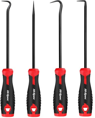 Hi-Spec Kit de Crochets de Précision et Aiguilles de Précision 4 Pièces pour Mécanique Automobile, Garage et Atelier avec Sac à Outils Enroulable