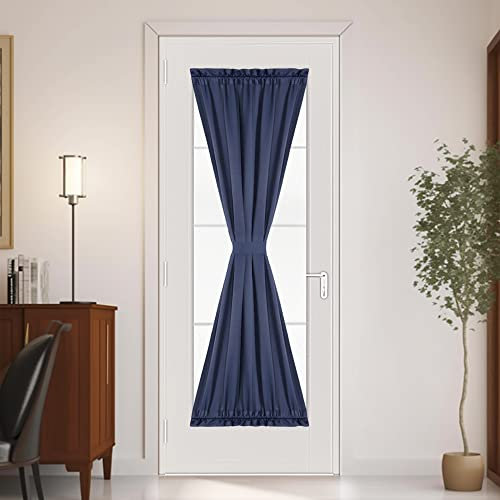PANOVOUS Standlichtvorhänge für Haustür, Stangentasche, Glas, Küchentürvorhänge, Thermovorhänge für Tür, Fenster, Seitenwand, Verdunkelungsvorhänge, 183 cm, EIN Panel, 63 x 183 cm, Marineblau